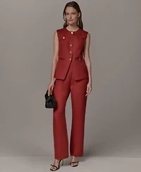 Donna Karan New York Womens Crewneck Sleeveless Vest Mid Rise Straight Pants