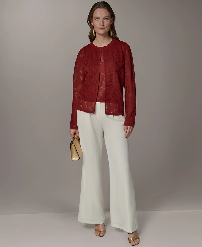 Donna Karan New York Women's Crewneck Novelty Cardigan