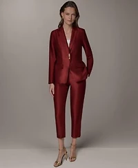 Donna Karan New York Womens One Button Novelty Blazer Mid Rise Straight Leg Pants