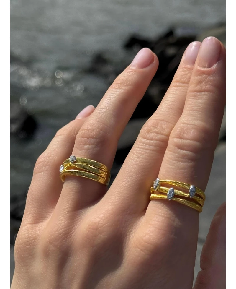 Suzy Levian New York Golden Helix Sterling Silver Cubic Zirconia Coil Three Row Twisted Ring