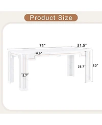 Rainsken 71 x 31.5 inch Mdf Spliced Tabletop Dining Table, Multi-Functional Table Suitable for 6-8 people, for Dining Rooms, Living Rooms