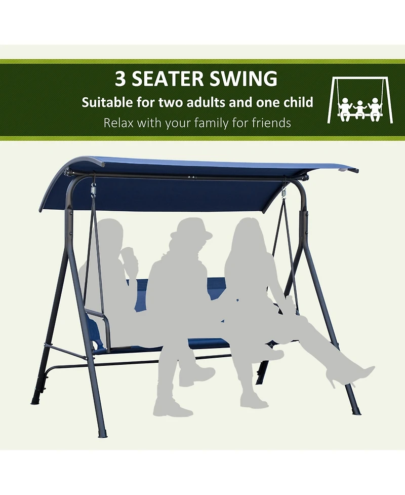 Outsunny 3-Person Porch Swing with Adjustable Tilt Canopy