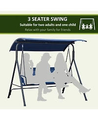 Outsunny 3-Person Porch Swing with Adjustable Tilt Canopy