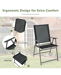 Slickblue 2 Pieces Patio Folding Chairs with Armrests for Deck Garden Yard