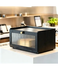 Yigii Bamboo Bread Box Kitchen Counter Storage Container with Window Large Capacity