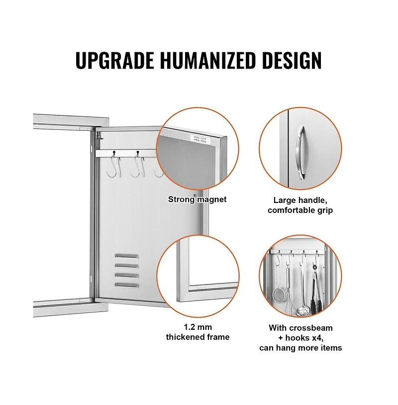 Sugift Bbq Access Door in Single Outdoor Kitchen Stainless Door