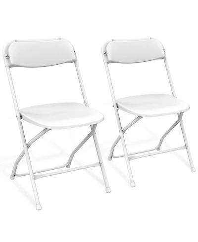 Folding Chair Pack,White plastic Folding Chairs,for Indoor and Outdoor Events,350-lb Capacity Heavy Duty Folding Chairs