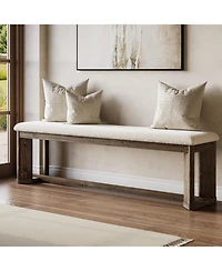Tribesigns 63" Upholstered Bench, Solid Wood Entryway Shoe Bench with Cushion, Long Modern Farmhouse End of Bed Bench