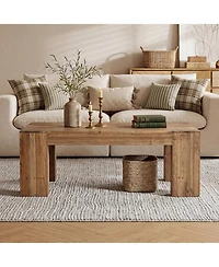 Tribesigns 55.12'' Solid Wood Coffee Table, Modern Farmhouse Wooden Center Table, Rectangle Coffee Table