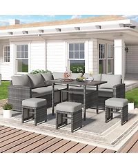 Aecojoy 7 Pieces Outdoor Wicker Rattan Furniture Set
