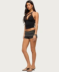 Edikted Women's One Shoulder Peekaboo Lacey Cutout Top