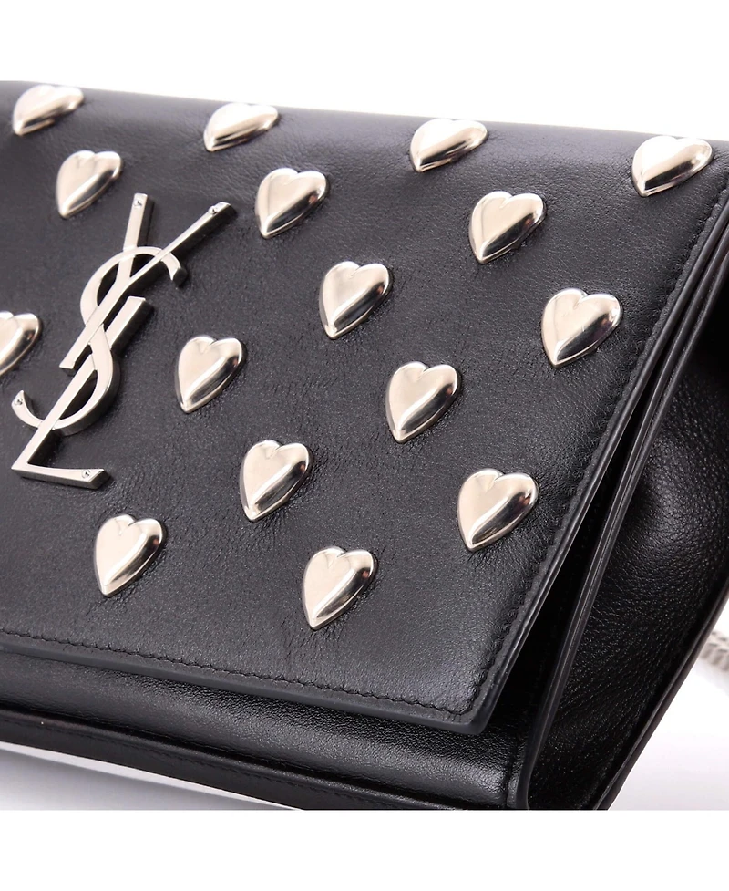Pre-Owned Saint Laurent Classic Monogram Wallet on Chain Studded Leather