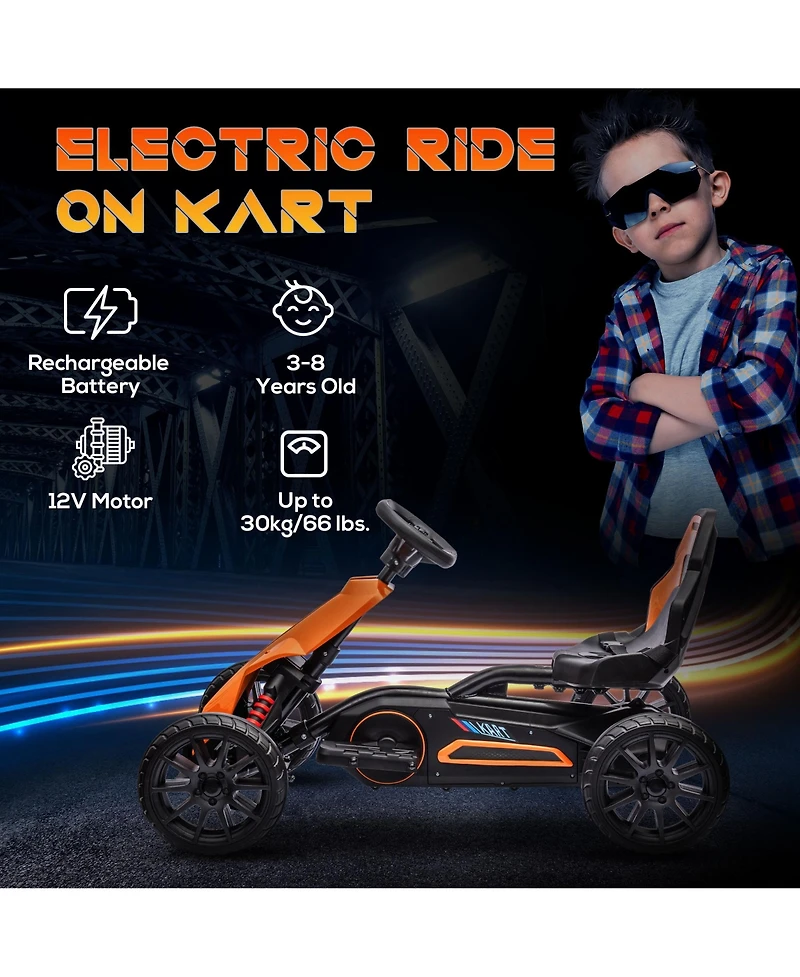 Aosom 12V Electric Go Kart for Kids w/ Adjustable Speed,