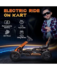 Aosom 12V Electric Go Kart for Kids w/ Adjustable Speed,