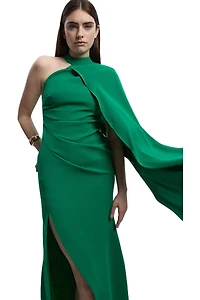 Karen Millen Women's One Shoulder Cape Sleeve Maxi Dress