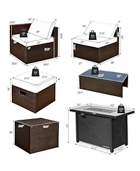 Gouun 9-Piece Outdoor Patio Conversation Set with 42 in 60,000 Btu Propane Fire Pit Table and Storage Box