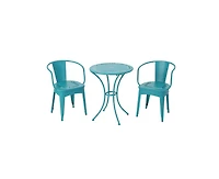 sumyeg 3-Piece Floral Pattern Iron Bistro Set with Stackable Chairs