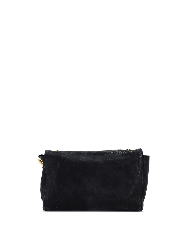 Pre-Owned Saint Laurent Medium Classic Monogram Reversible Shoulder Bag Embossed Nubuck and Suede