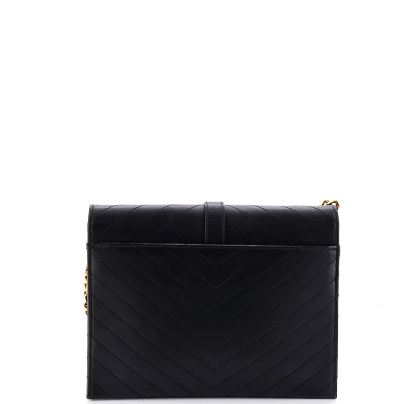 Pre-Owned Saint Laurent Medium Classic Monogram Envelope Chain Bag Matelasse Chevron Leather