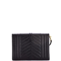 Pre-Owned Saint Laurent Classic Monogram Envelope Wristlet Clutch Mixed Matelasse Leather