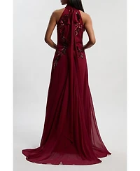 Karen Millen Women's Feather Embellished Halter Maxi Dress