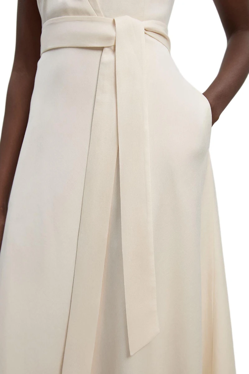 Karen Millen Women's Tailored Linen Wrap Maxi Dress