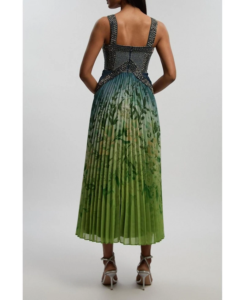 Karen Millen Women's Embellished Pleated Maxi Dress