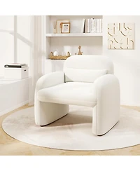 Slickblue Upholstered Accent Chair with Lumbar Pillow and Armrests for Living Room Bedroom