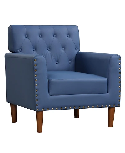 Slickblue Button Tufted Accent Chair with Rivet Trim, Mid Century Modern Living Room