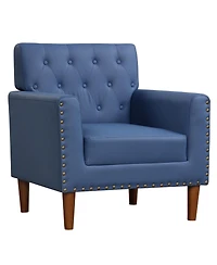 Slickblue Button Tufted Accent Chair with Rivet Trim, Mid Century Modern Living Room