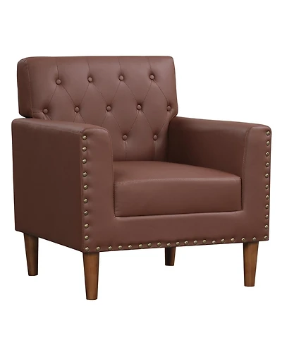 Slickblue Button Tufted Accent Chair with Rivet Trim, Mid Century Modern Living Room
