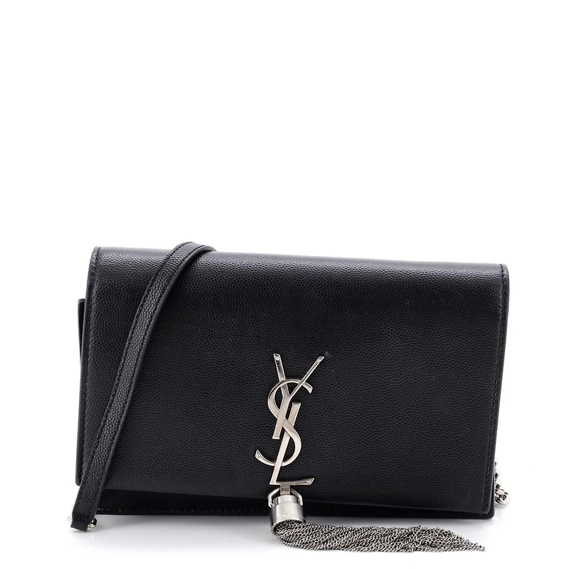 Pre-Owned Saint Laurent Small Classic Monogram Tassel Crossbody Bag Grainy Leather