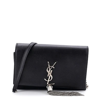 Pre-Owned Saint Laurent Small Classic Monogram Tassel Crossbody Bag Grainy Leather