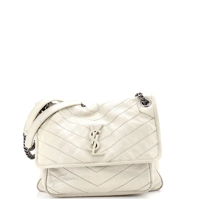 Pre-Owned Saint Laurent Medium Niki Chain Flap Bag Matelasse Chevron Leather