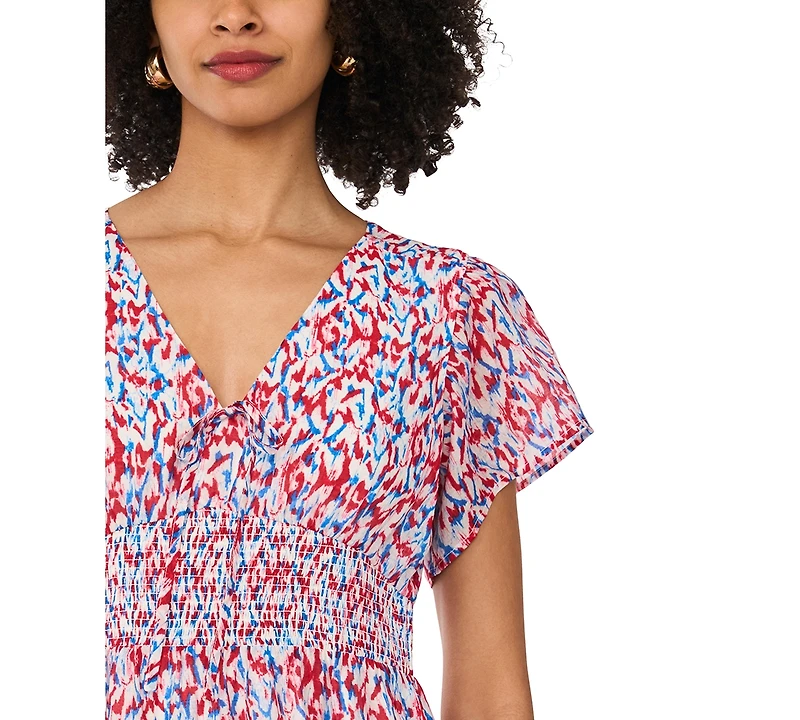 Vince Camuto Women's Flutter-Sleeve Smocked Waist Maxi Dress