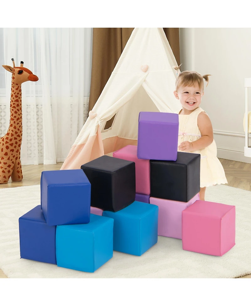 Slickblue Kids Soft Foam Climbing Blocks Set of 12 Pieces for Indoor Play and Learning
