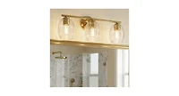 Busdays 3 Light Bathroom Vanity Light Clear Glass Wall Lamp Over Mirror Satin Brass Modern Fixture for Bathroom Bedroom Living Room