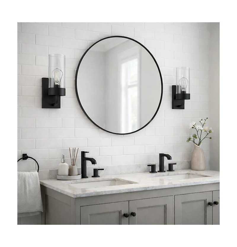 Busdays Single Light Wall Sconce Clear Glass Metal Finish Modern Wall Light Fixture for Bathroom Bedroom Living Room