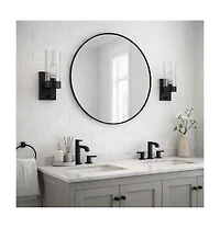 Busdays Single Light Wall Sconce Clear Glass Metal Finish Modern Wall Light Fixture for Bathroom Bedroom Living Room