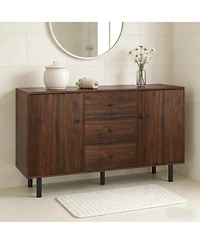 Clihome Accent Cabinet Console Storage Cabinet with 2 Cabinets 3 Drawers