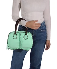 Carlos Falchi Mini Barrel Top Grain Leather Bag