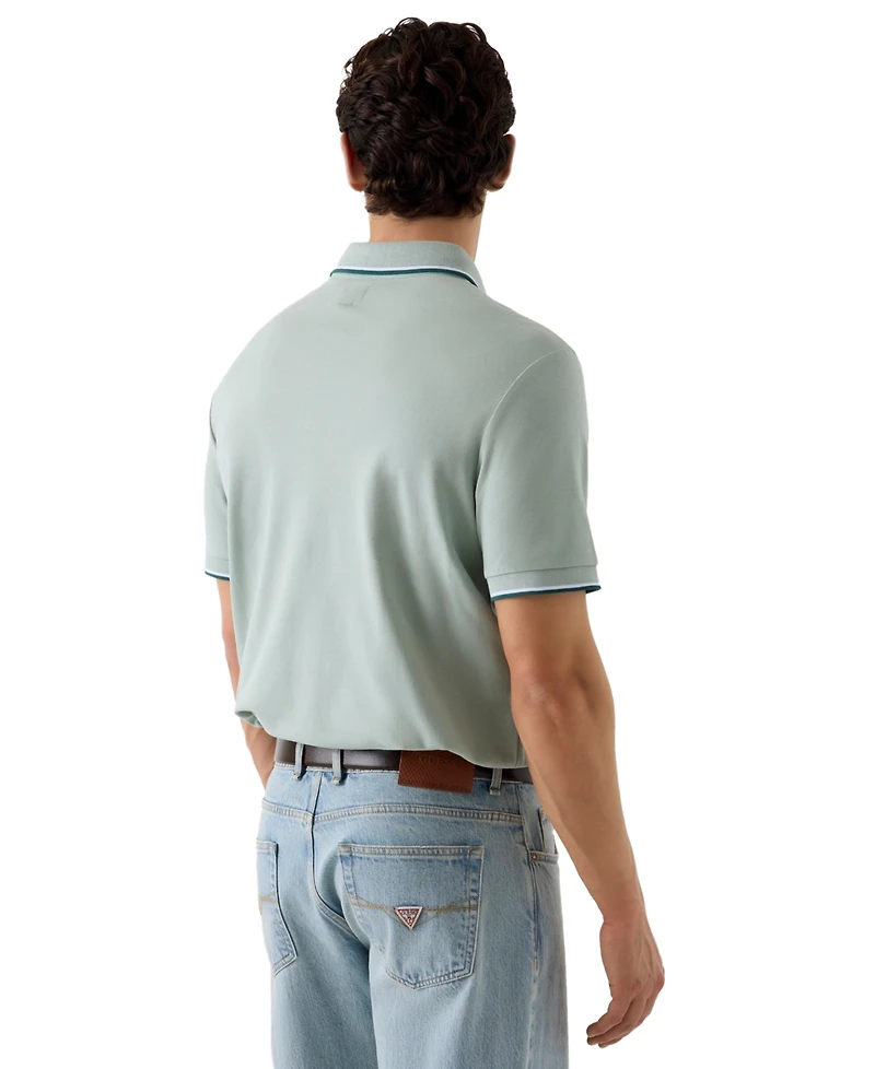 Guess Men's Pique Cuff Short-Sleeve Polo Shirt