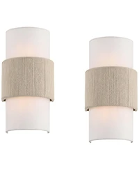 360 Lighting Cabo 14 1/2" Linen and Rope 2-Light Wall Sconce Set of 2
