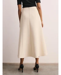 The Fold Women's Ellingham High Waisted A-Line Midi Skirt