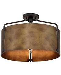 Possini Euro Design Possini Euro Julian Wide Rustic Bronze Drum 3-Light Ceiling Light