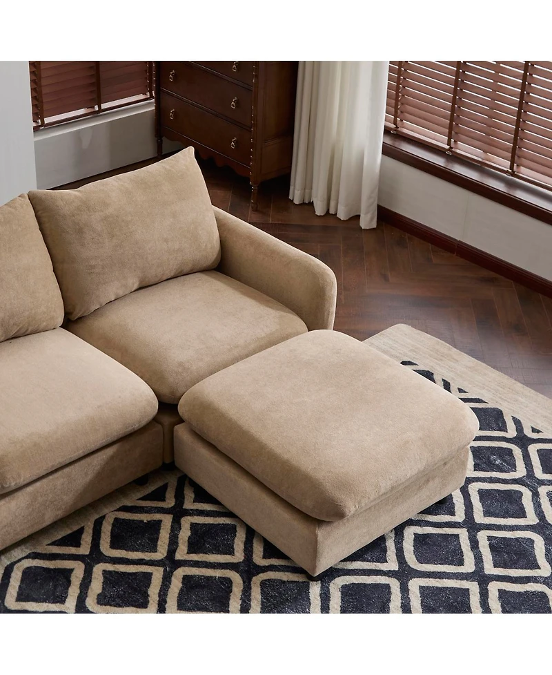 Streamdale Furniture 69" 3-Piece L-Shaped Modular Sectional Sofa with Ottoman