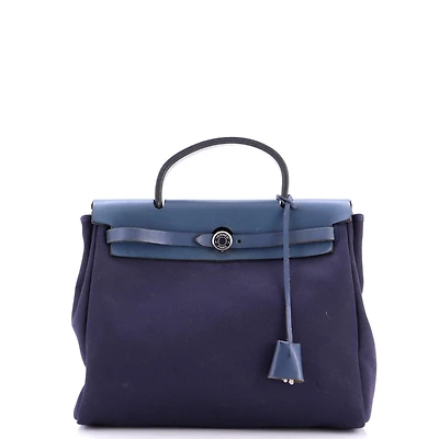 Pre-Owned HERMES Pm Herbag Toile and Leather