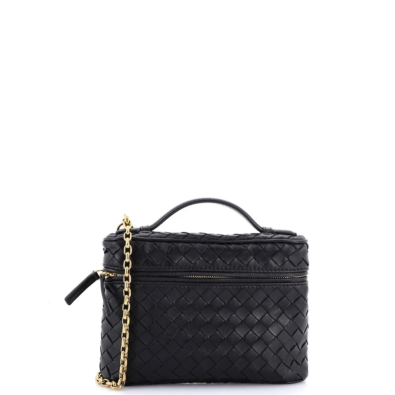 Pre-Owned Bottega Veneta Small Soft Chain Vanity Case Intrecciato Leather