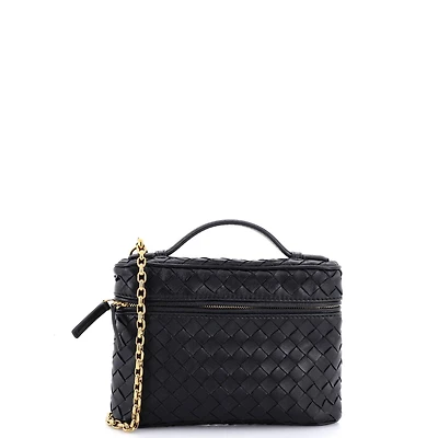 Pre-Owned Bottega Veneta Small Soft Chain Vanity Case Intrecciato Leather