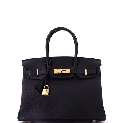 Pre-Owned Hermes Birkin 30 Handbag Black Togo with Gold Hardware